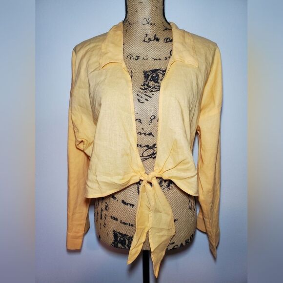 NWT CALIA Tie Front Long Sleeve Beach Shirt Size L - Picture 2 of 11